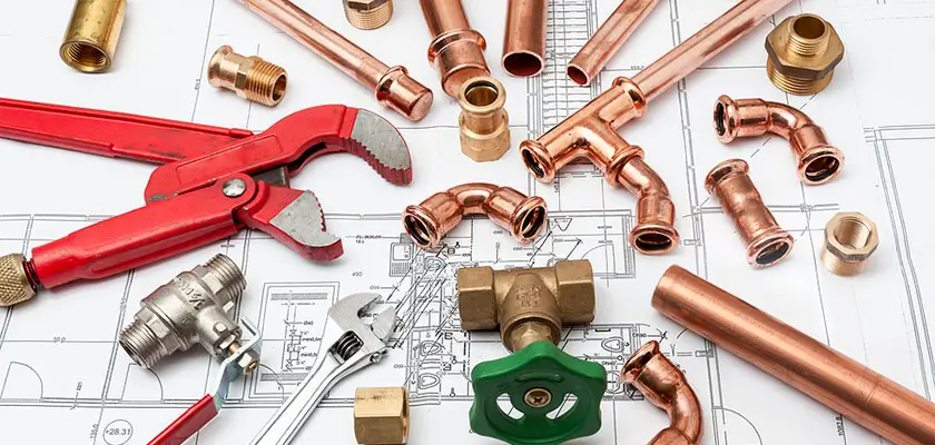 plumbing tools and copper fittings